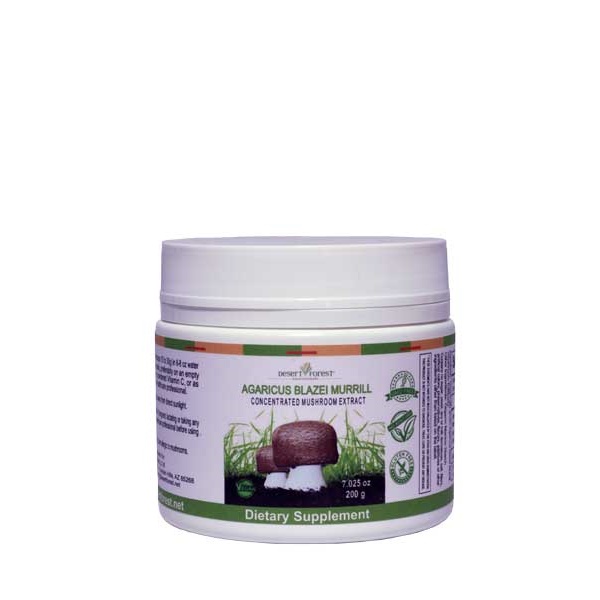 200g ABM mushroom extract powder bottle from Desert Forest Nutritionals