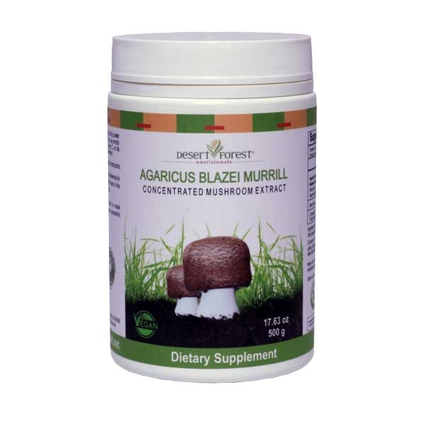 500g ABM mushroom extract powder bottle from Desert Forest Nutritionals